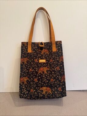Jim Thompson Black & Brown Elephant Print Tote Bag